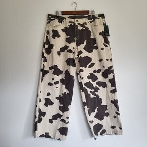 wild fable Black & Cream Cow-Spot Wide Leg Pants